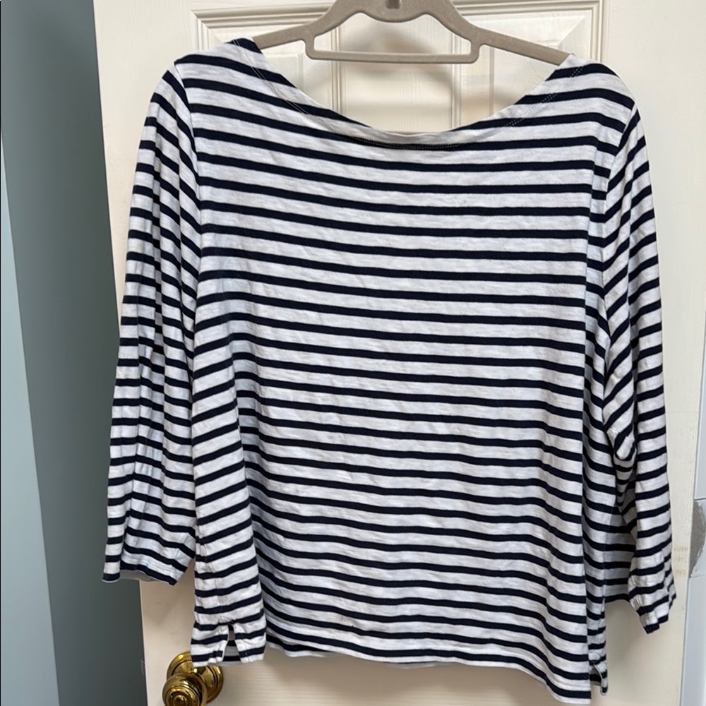 J. Crew Blue and White Sailor Collar Blouse